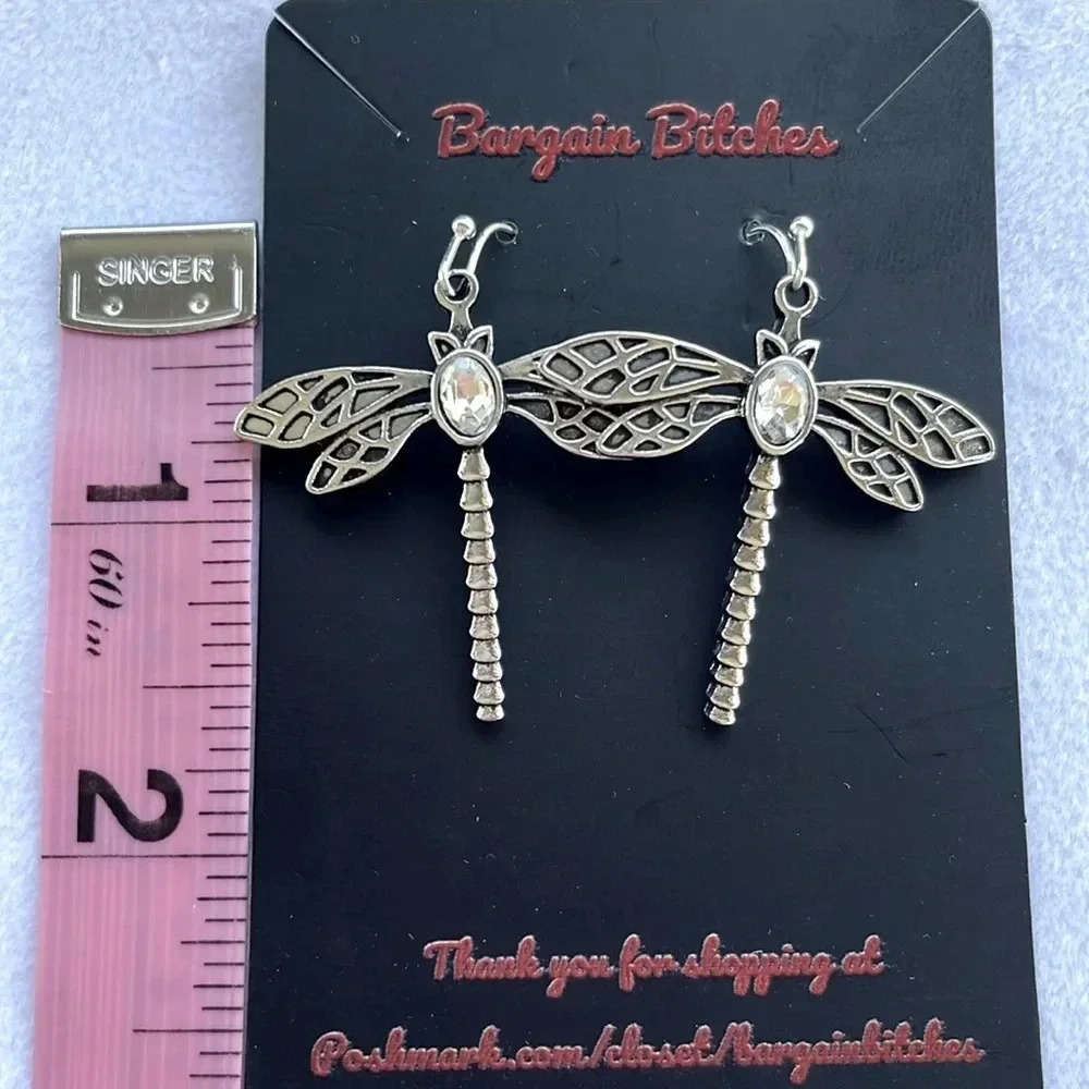 New dragonfly earrings drop dangle silver tone boho earrings‎ cute
